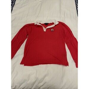 Ralph Lauren Polo Shirt Pebble Beach Women’s Small Golf Pink White Long Sleeve